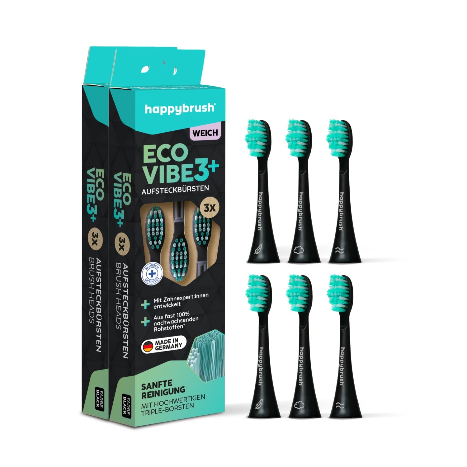Têtes de brosse Eco Vibe 3+ | Black-Mint