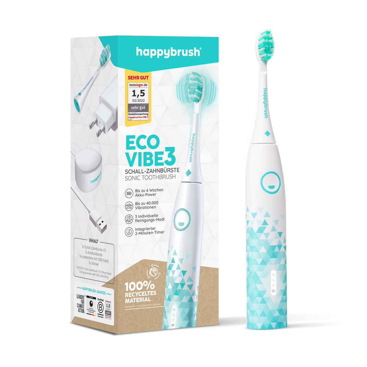Brosse à Dents Sonique | Eco Vibe 3 Blanc | Set S