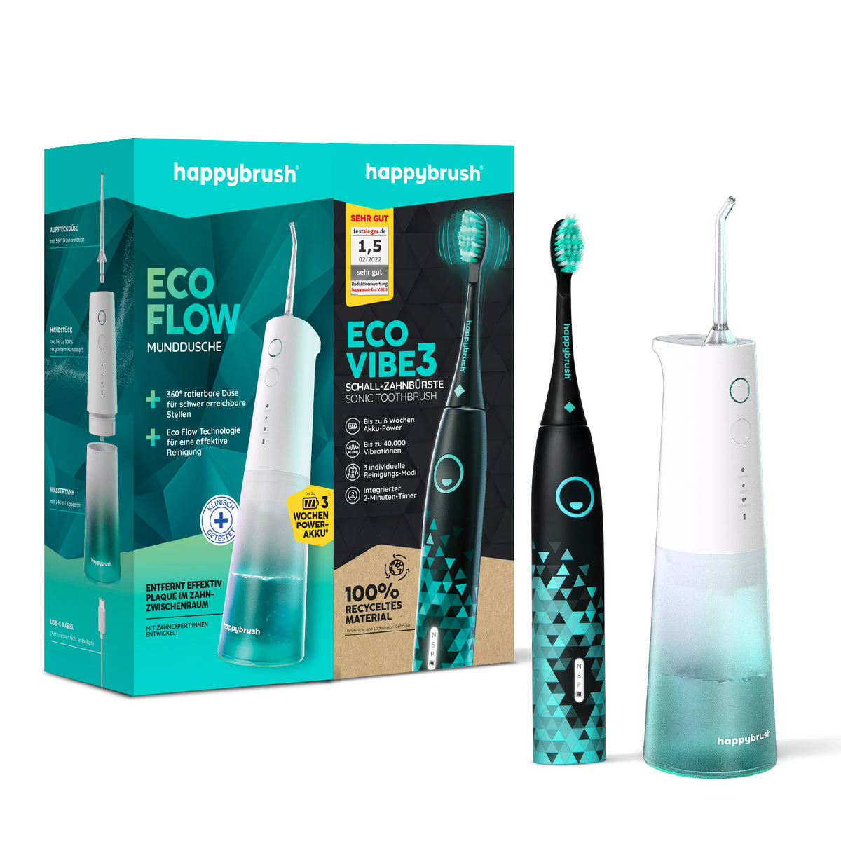 Set Jet Dentaire Hydropulseur & Brosse à Dents Sonique | White-Mint
