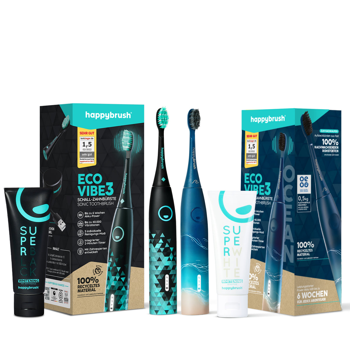 Coffret Duo | Brosse à Dents Sonique | Eco Vibe 3 Noir & Ocean