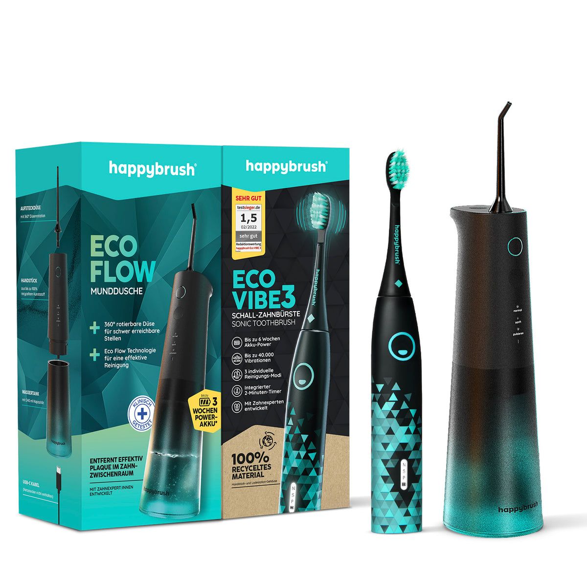 Set Jet Dentaire Hydropulseur & Brosse à Dents Sonique | Black-Mint