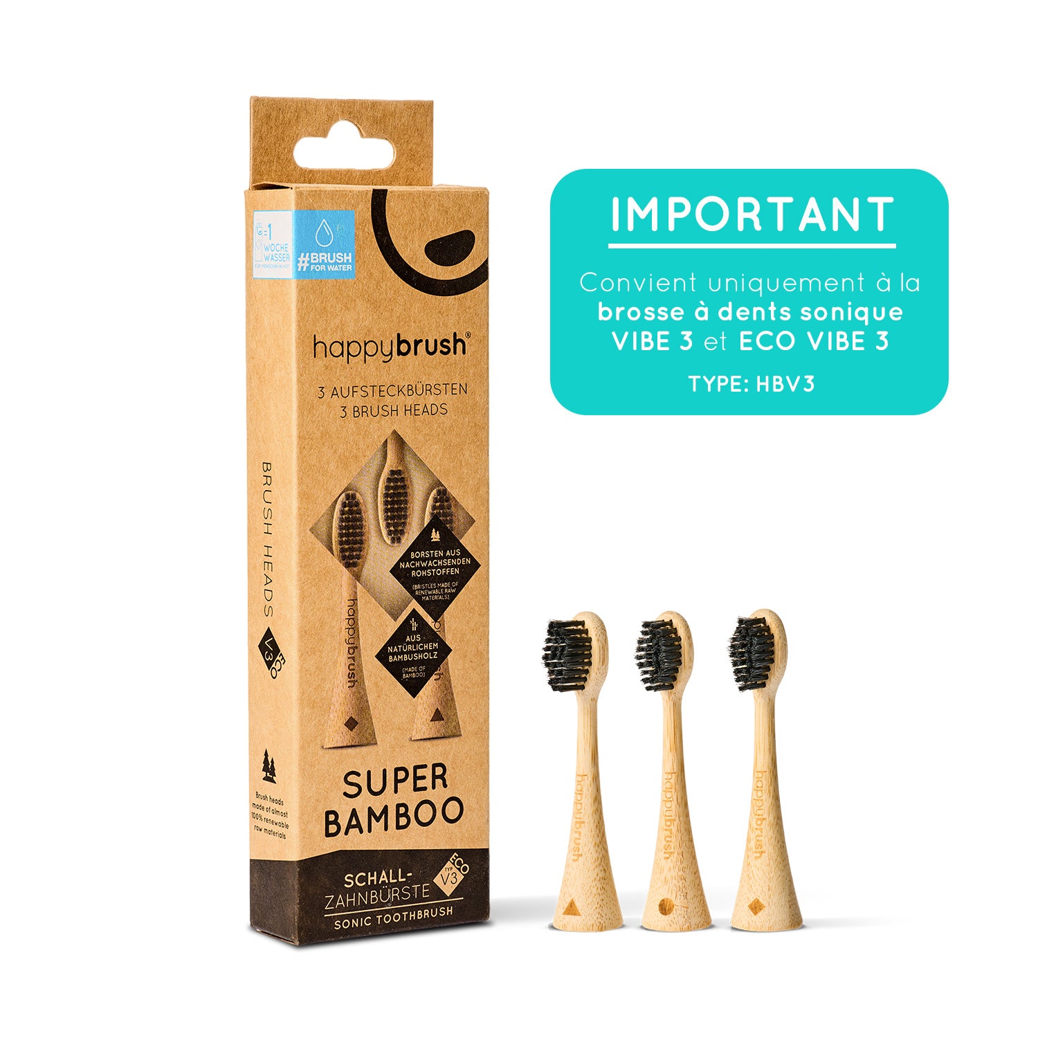Têtes de brosse Sonique V3 | Bambou 3x