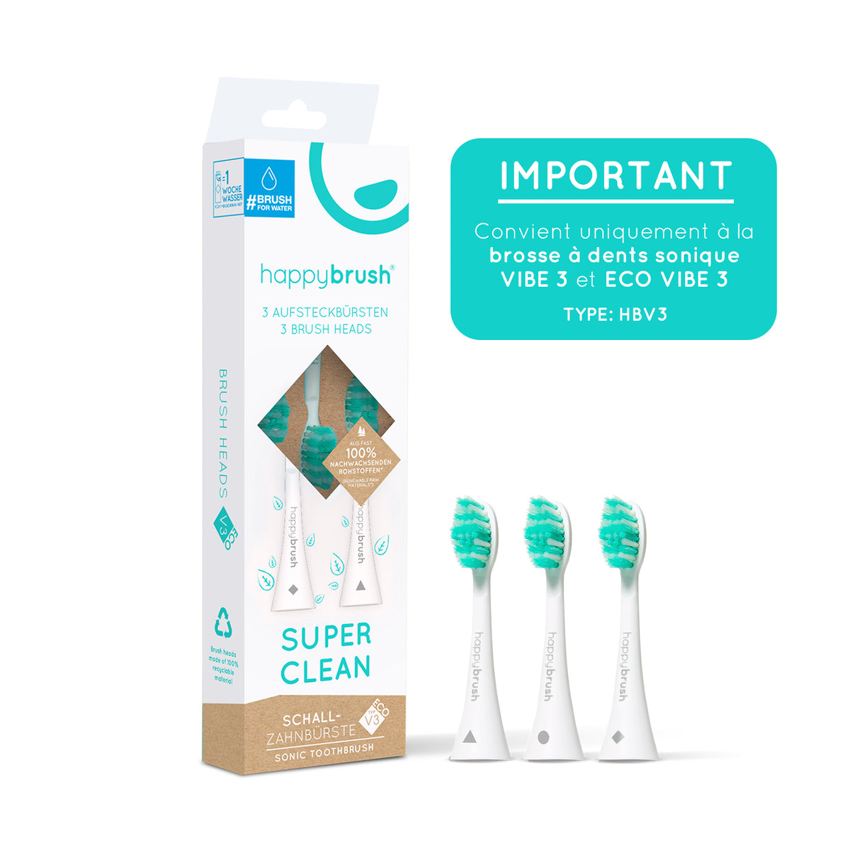 Têtes de brosse Sonique V3+ | Blanc 9x