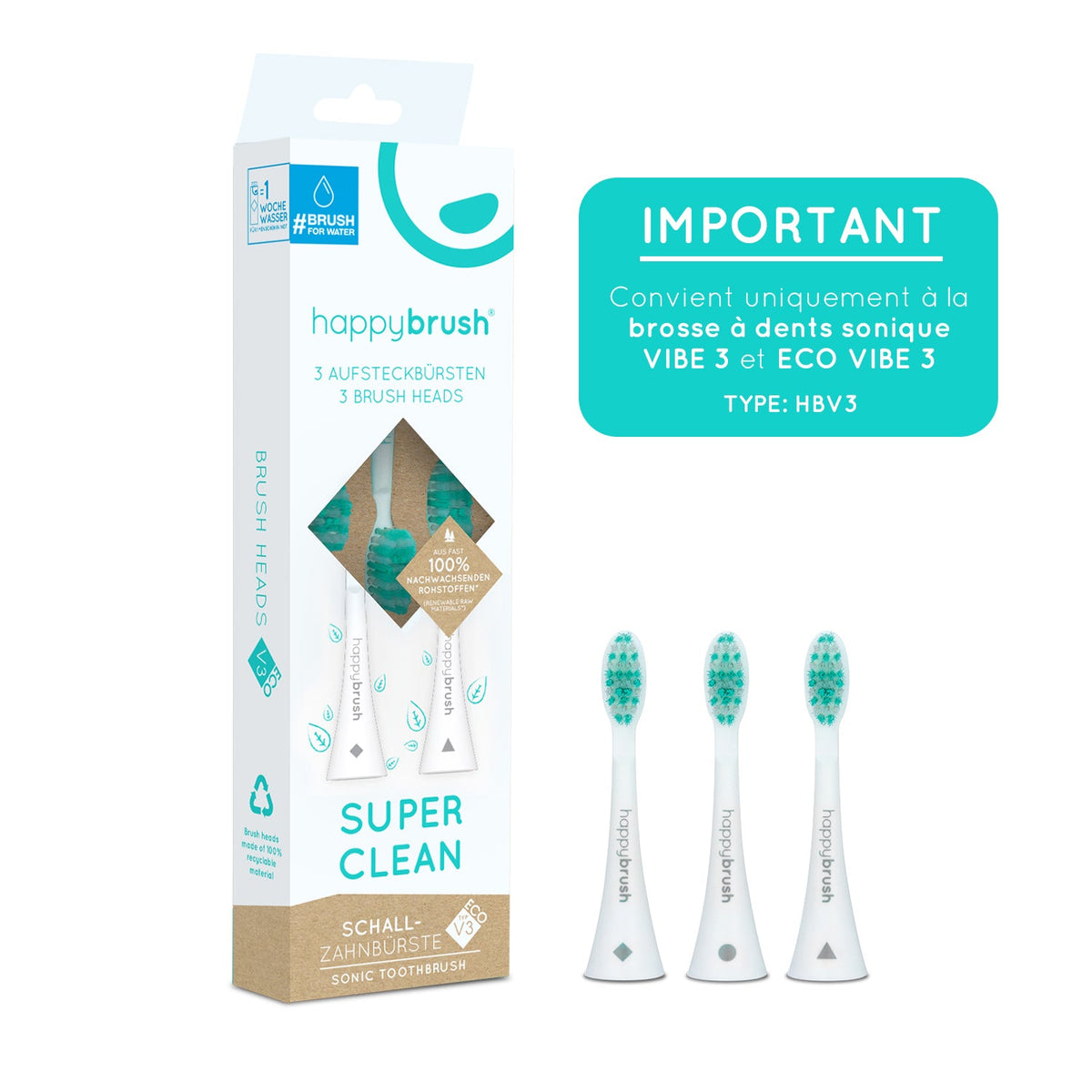 Têtes de brosse Sonique V3+ | Blanc 6x